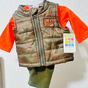 Healthtex Camo Vest and Bright Orange Shirt Set